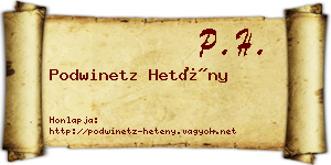 Podwinetz Hetény névjegykártya
